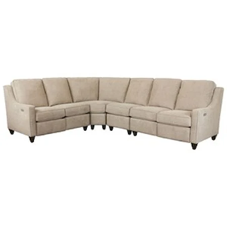 Customizable 4-Piece Power Reclining Sectional with Slope Arms and Tapered Feet